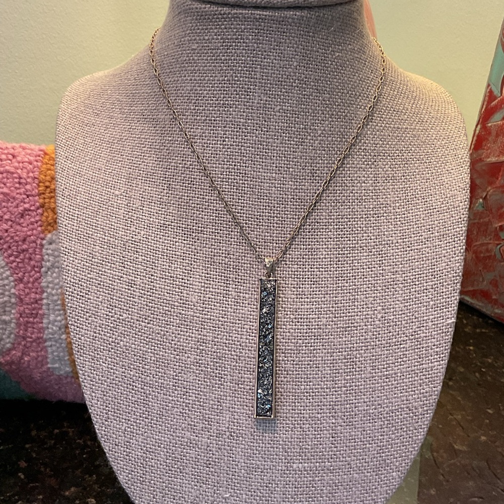 Francesca's Collections Silver Necklace with Black Pendant